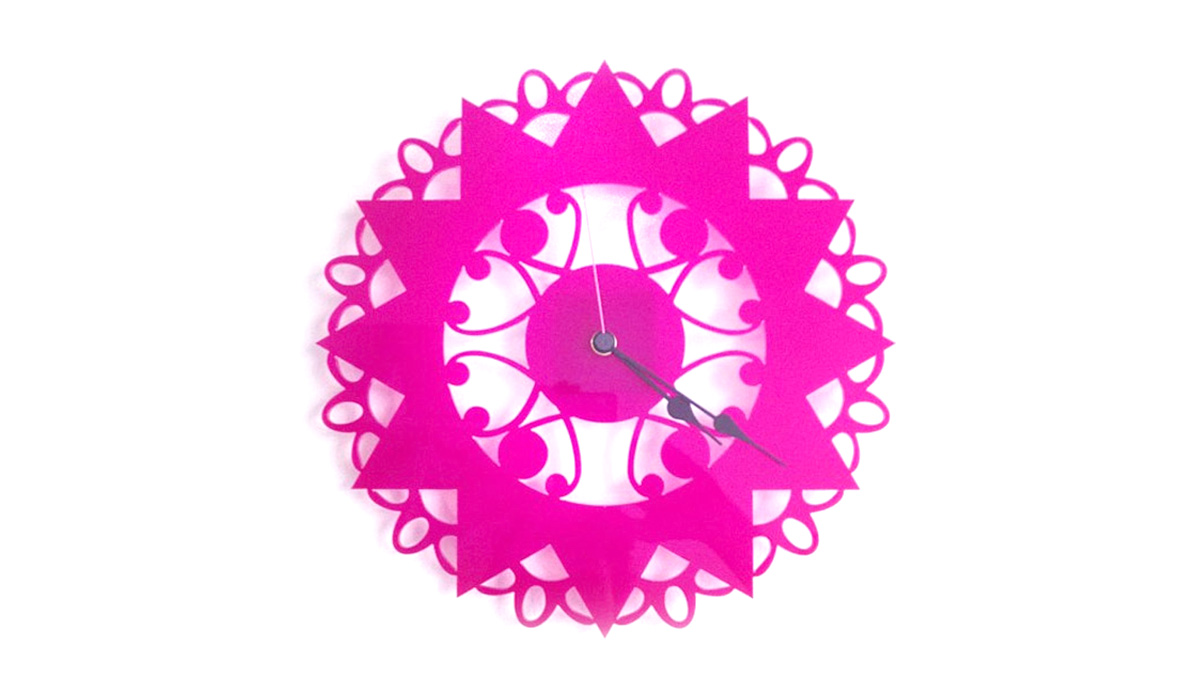 Orologio da Parete in Plexiglas Fucsia - Motivo 2