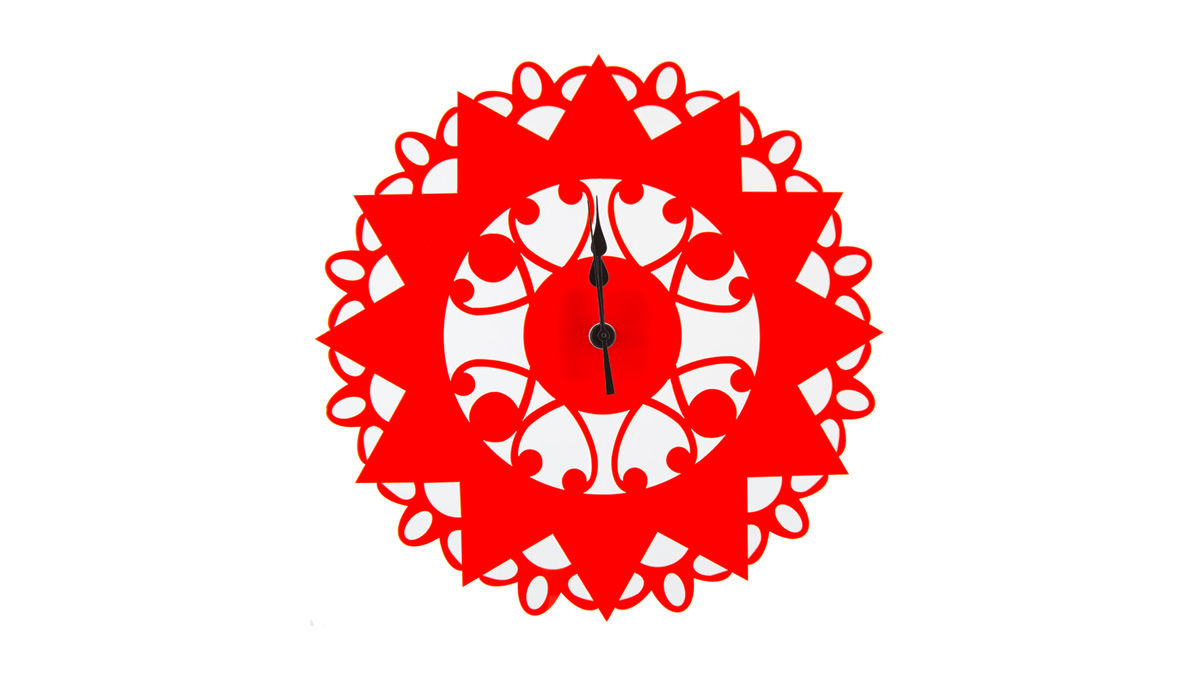 Orologio da Parete in Plexiglas Rosso - Motivo 2
